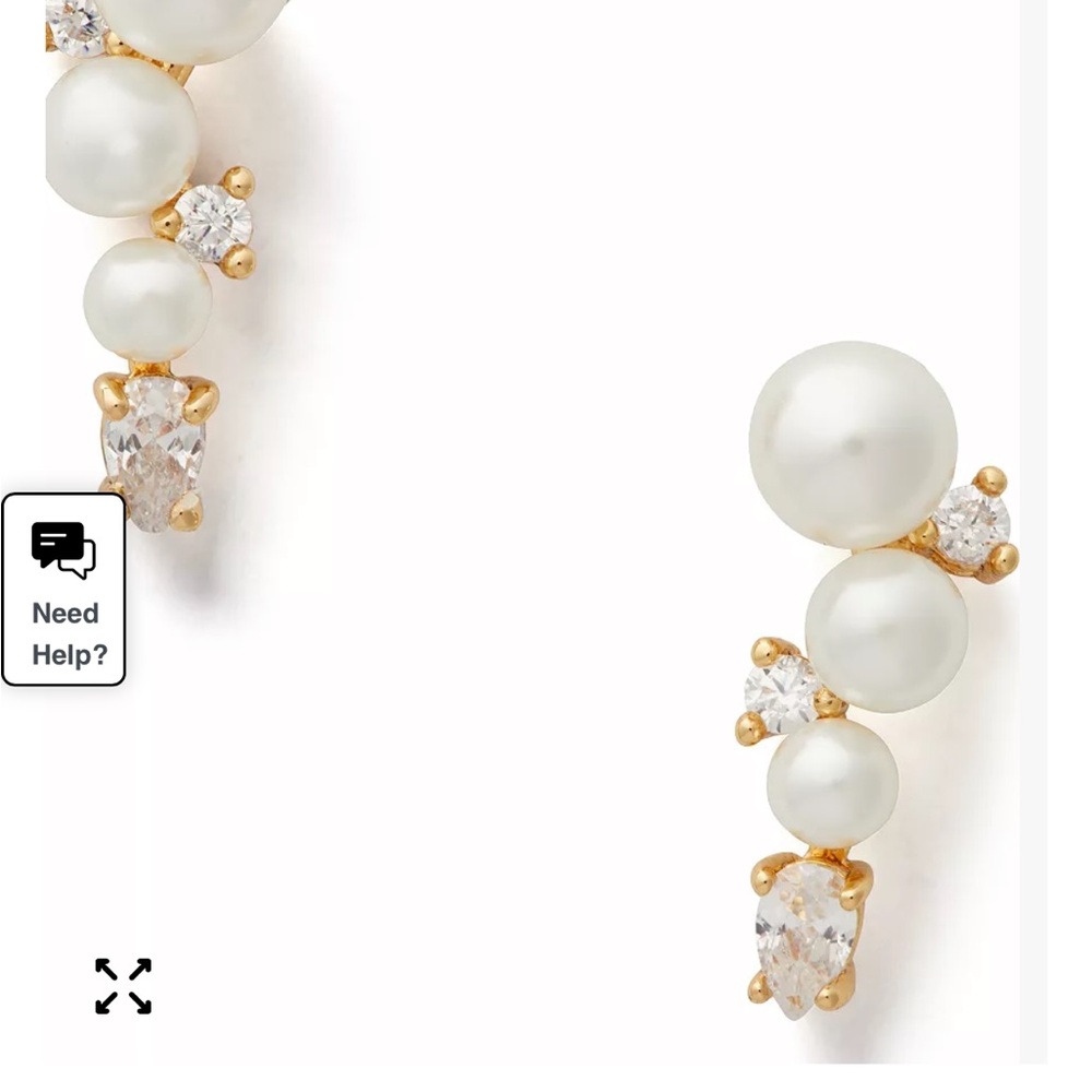 Kate Spade Pearl and Crystal Gold Tone Climber Earrings - Picture 2 of 4